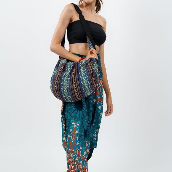 Boho Cotton Hobo Crossbody Bag Large Travel Beach Festival Purse - Picture 2 of 7